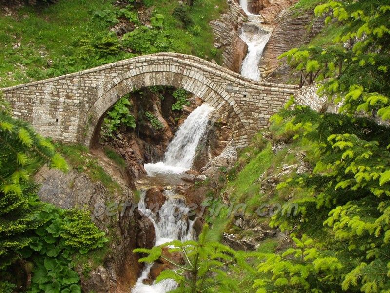 The waterfall of Anthochorion Lake Plastira